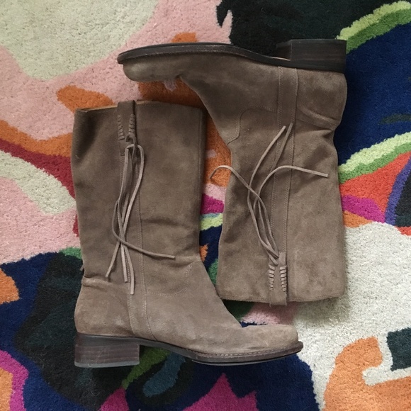 Dani Black Taupe Suede Boots Sz 8 - Picture 3 of 6